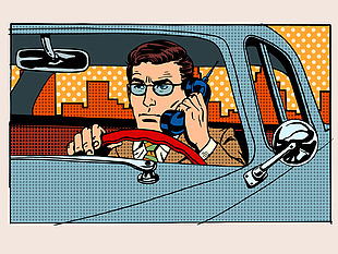 开车打电话的男士插画