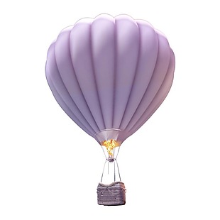 紫色热气球元素