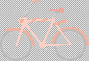 手绘粉色自行车插画免抠png透明图层素材