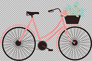 时尚粉红单车插画免抠png透明图层素材