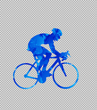 蓝色自行车剪影免抠png透明图层素材