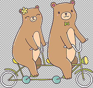 小熊骑自行车插画免抠png透明图层素材