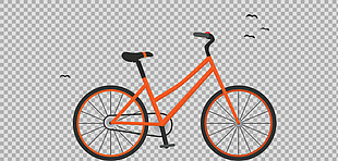 手绘橙色自行车插画免抠png透明图层素材