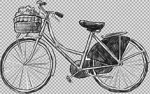 手绘素描风格自行车插画免抠png透明素材