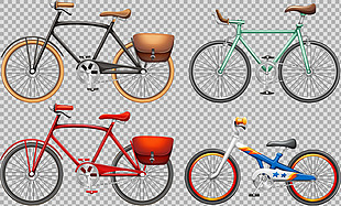 四种自行车插画免抠png透明图层素材