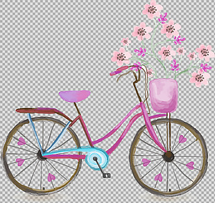 浪漫温馨自行车插画免抠png透明图层素材