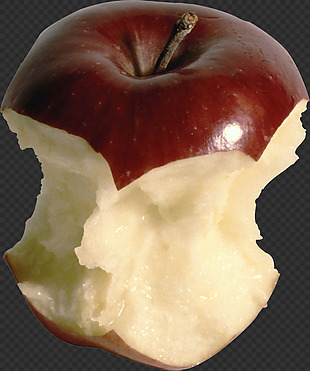 被吃了一部分的苹果免抠png透明图层素材
