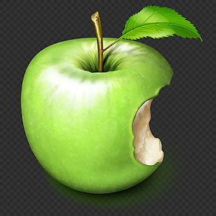 被咬一口的绿苹果图片免抠png透明素材