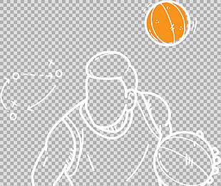 手绘白色篮球运动员剪影免抠png透明素材