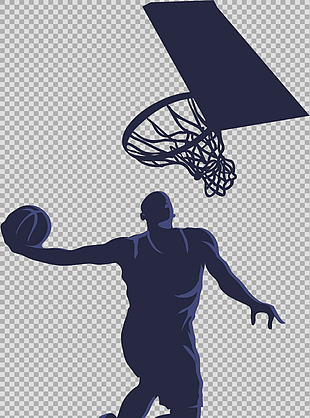 手绘篮球投篮剪影免抠png透明图层素材