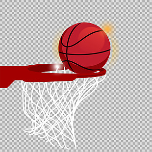 手绘红色篮球篮筐插图免抠png透明素材