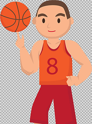 手绘男孩玩篮球免抠png透明图层素材