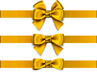 3款金黄色蝴蝶结丝带矢量素材