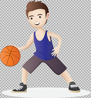 手绘男士打篮球插图免抠png透明图层素材