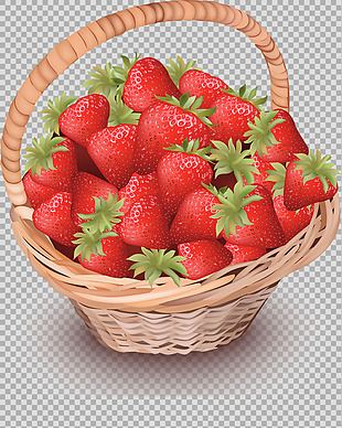 装满草莓的篮子插图免抠png透明图层素材