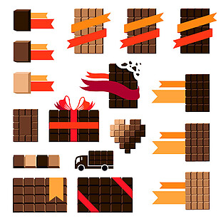 17款方形巧克力设计矢量素材