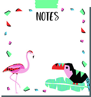 粉色火烈鸟鹦鹉夏天卡通创意矢量背景