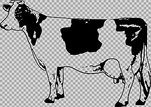 手绘素描风格奶牛免抠png透明图层素材