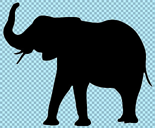 黑色大象剪影免抠png透明图层素材