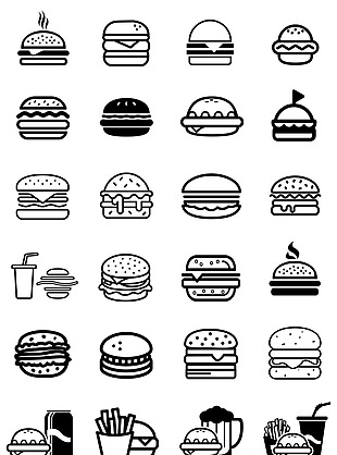 简约线性汉堡包图标icon小元素