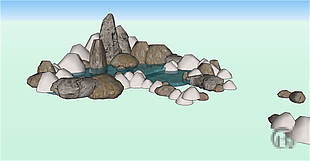景观石头群石skp模型
