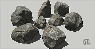 园林群石石头skp模型