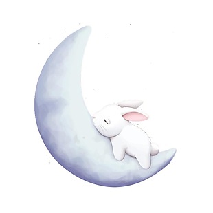 卡通小白兔月亮元素