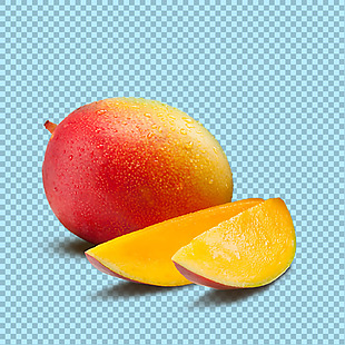 新鲜切开的芒果免抠png透明图层素材