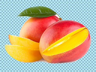 红色切开的芒果免抠png透明图层素材