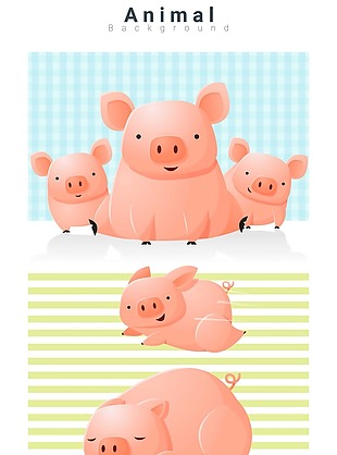 可爱卡通的小猪插画