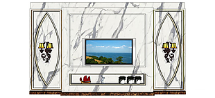 大理石纹理电视背景墙skp模型
