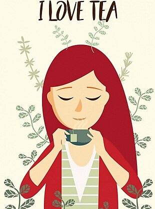 饮用茶广告女性图标动画设计免费矢量