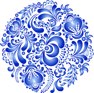 蓝色的青花瓷装饰图案