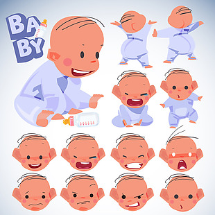 可爱婴儿表情插画