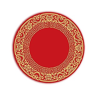 红色花纹圆圈png元素