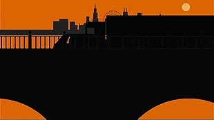 建筑拱桥剪影视频