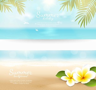 夏天大海的风景插画