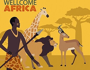 非洲动物矢量背景