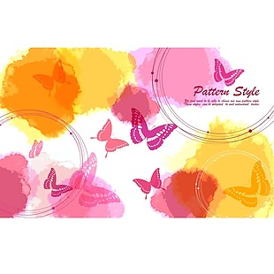 彩色蝴蝶水墨装饰图案