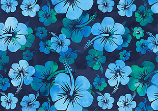 蓝色唯美水彩花卉花朵背景