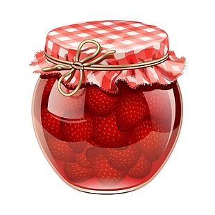 透明玻璃瓶草莓元素