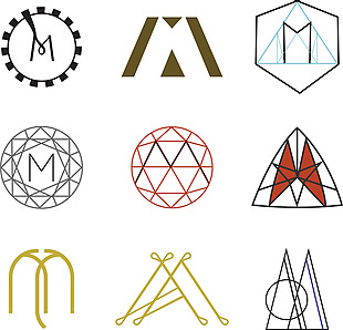 多种M的设计图案