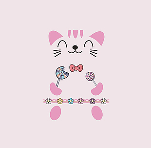 卡通粉色可爱小猫元素
