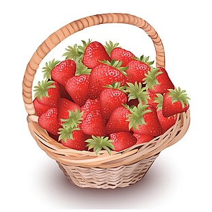 一篮草莓png元素