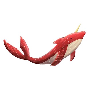 红色鲸鱼png透明元素