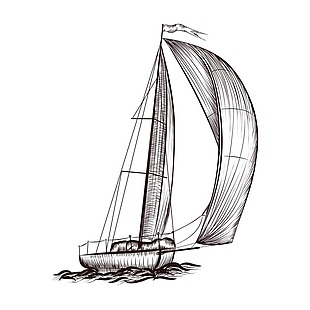手绘帆船png元素