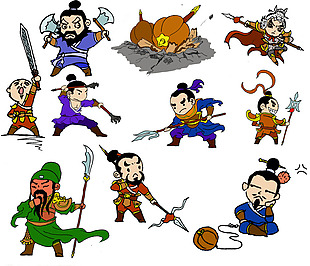 中国古代人物插画线稿+涂色图层