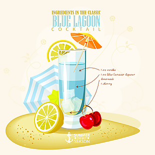 夏天清凉的冰柠檬水插画