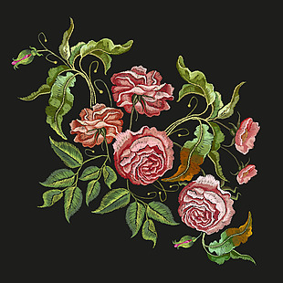 刺绣玫瑰花图案