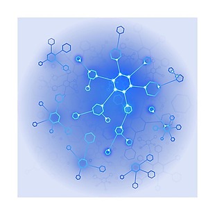 分子结构图蓝色背景